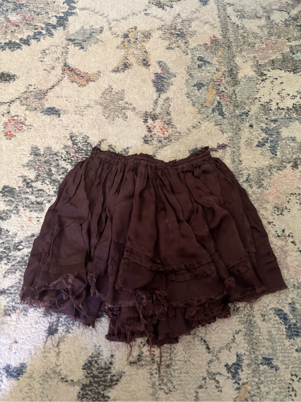 Free People Brown Layered Ruffle Mini Skirt